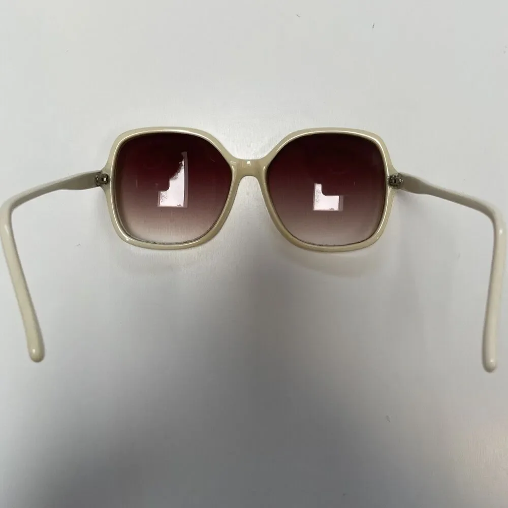 Vintage Sunglasses Ivory Color Gold Detail‎ Purple Lenses